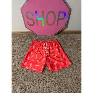 US Apparel Mens Pineapple Print Swim Trunks Shorts Size Medium Drawstring Waist